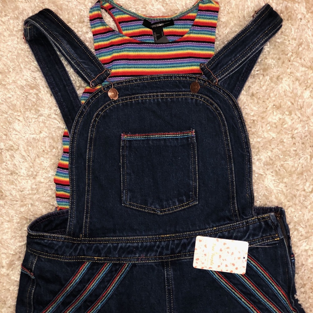 Free People Overalls and Forever 21 Tank